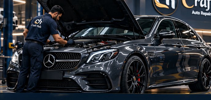 Car in workshop
